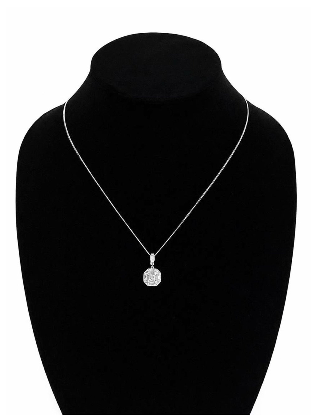 Sterling Silver Halo Lab-Created White Topaz Necklace